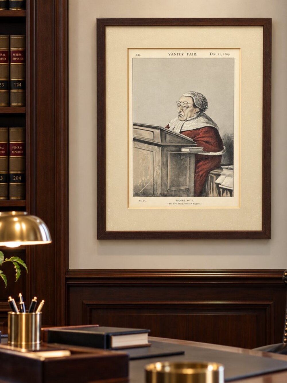 framed artwork-1869 Vanity Fair chromolithograph The Lord Chief Justice